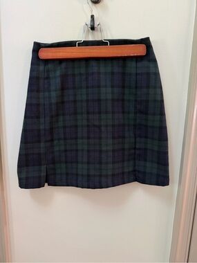 Brandy Melville John Galt Green and Blue Plaid Mini Skirt